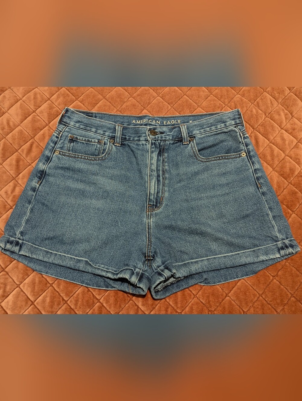 American Eagle Outfitters Medium Blue High-Rise Denim Shorts